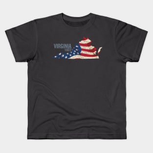 Virginia 1607 with USA Stars and Stripes Kids T-Shirt